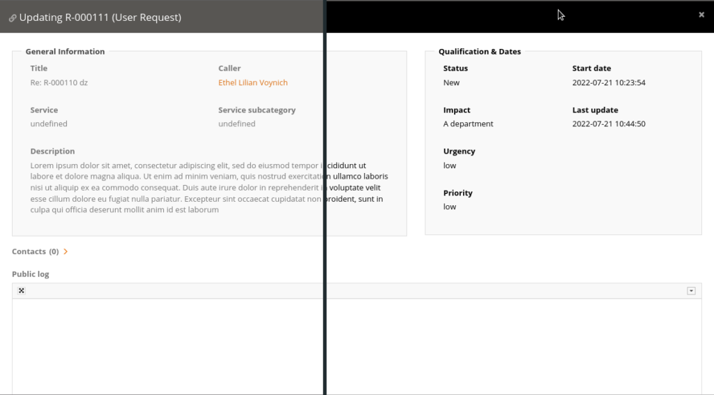 Différences entre les themes dans l'édition de ticket